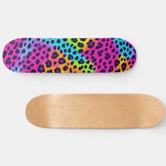 Neon Leopard Print Skateboard (Horizontal)