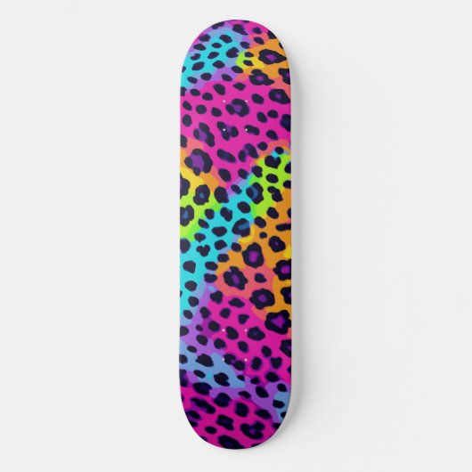 Neon Leopard Print Skateboard (Vorderseite)