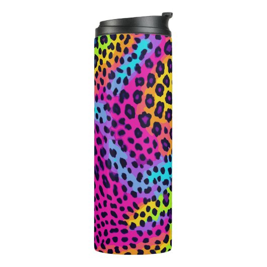 Neon Leopard Print Thermosbecher (Nach links gedreht)