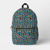 Neon Leopard Spots Muster Bedruckter Rucksack (Vorderseite)