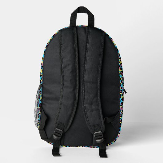 Neon Leopard Spots Muster Bedruckter Rucksack (Rückseite)