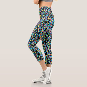 Neon Leopard Spots Muster Capri Leggings