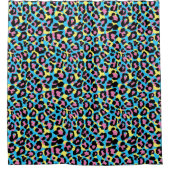 Neon Leopard Spots Muster Duschvorhang (Vorderseite)