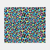 Neon Leopard Spots Muster Fleecedecke (Vorderseite (Horizontal))
