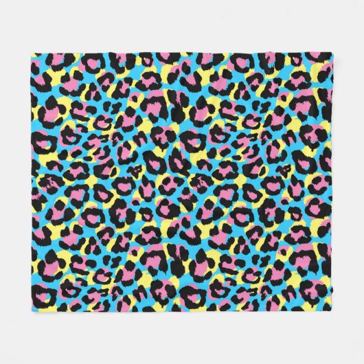 Neon Leopard Spots Muster Fleecedecke (Vorderseite (Horizontal))