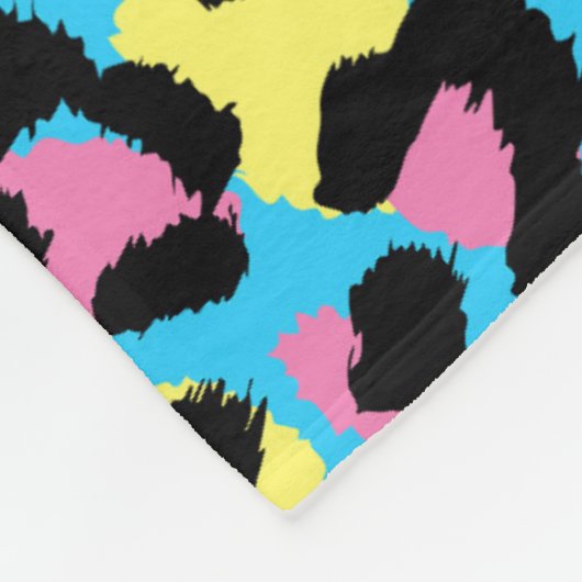 Neon Leopard Spots Muster Fleecedecke (Ecke)