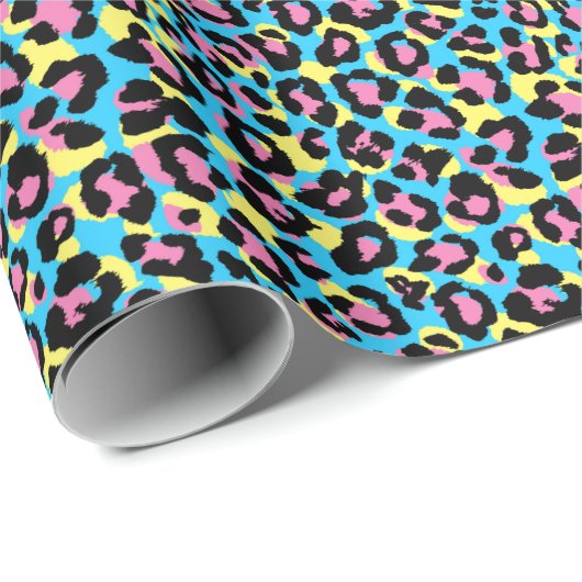 Neon Leopard Spots Muster Geschenkpapier (Rolleneckpunkt)