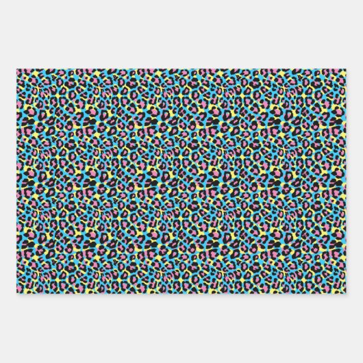 Neon Leopard Spots Muster Geschenkpapier Set (Vorderseite 2)