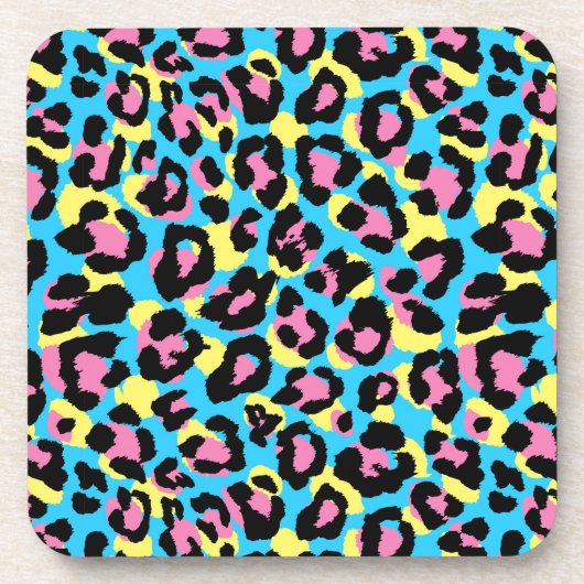 Neon Leopard Spots Muster Getränkeuntersetzer (Vorderseite)