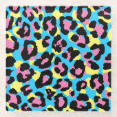 Neon Leopard Spots Muster Glasuntersetzer (Vorderseite)