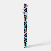 Neon Leopard Spots Muster iPhone 15 Hülle (Linke Seite)