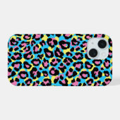 Neon Leopard Spots Muster iPhone 15 Hülle (Rückseite (Horizontal))