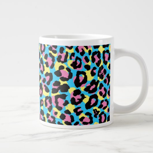Neon Leopard Spots Muster Jumbo-Tasse (Rechts)
