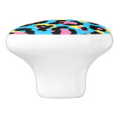 Neon Leopard Spots Muster Keramikknauf (Seitenansicht)