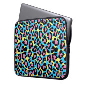 Neon Leopard Spots Muster Laptopschutzhülle (Vorderseite Links)