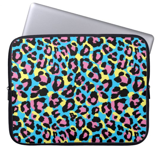 Neon Leopard Spots Muster Laptopschutzhülle (Vorderseite)