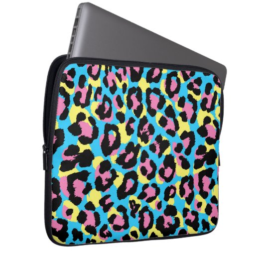 Neon Leopard Spots Muster Laptopschutzhülle (Vorne Rechts)