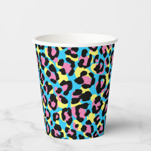 Neon Leopard Spots Muster Pappbecher