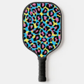 Neon Leopard Spots Muster Pickleball Schläger (Vorderseite)