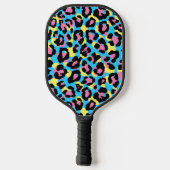 Neon Leopard Spots Muster Pickleball Schläger (Rückseite)