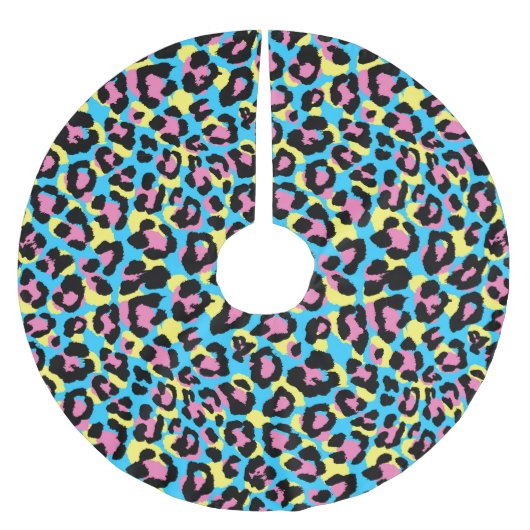 Neon Leopard Spots Muster Polyester Weihnachtsbaumdecke (Vorderseite)