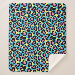 Neon Leopard Spots Muster Sherpadecke