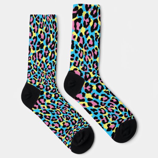 Neon Leopard Spots Muster Socken (Rechts)