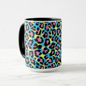 Neon Leopard Spots Muster Tasse (Vorderseite Links)