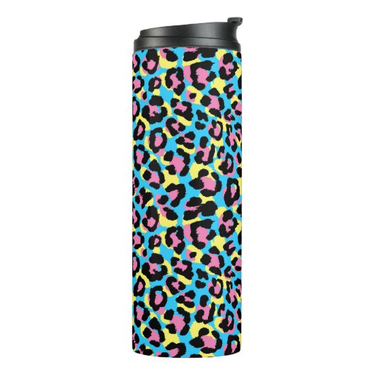 Neon Leopard Spots Muster Thermosbecher (Nach links gedreht)