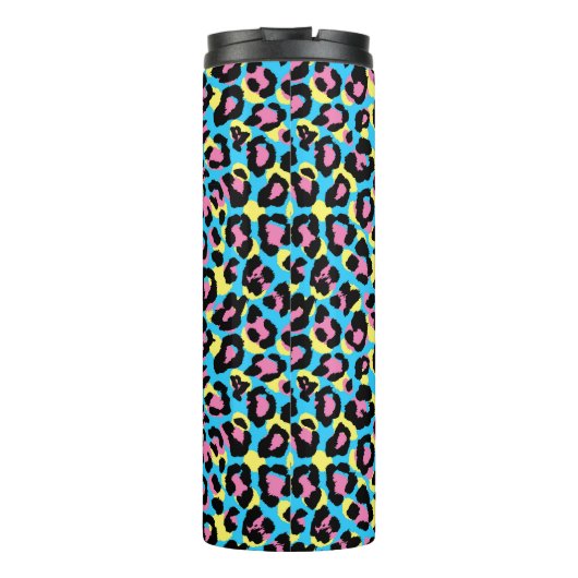 Neon Leopard Spots Muster Thermosbecher (Rückseite)