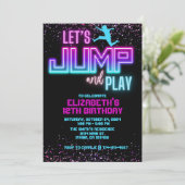 Neon Let's Jump and Play Birthday Einladungs-Vorla Einladung (Stehend Vorderseite)
