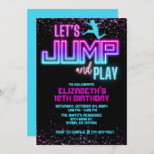 Neon Let's Jump and Play Birthday Einladungs-Vorla Einladung (Vorne/Hinten)
