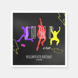 Neon Let's Jump Kids Colorful Birthday Party Serviette