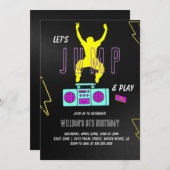 Neon Let's Jump Kindergeburtstag Party Einladung (Vorne/Hinten)