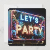 Neon Let's Party Reklametafel Einladung (Vorderseite)