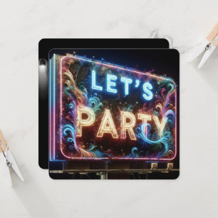 Neon Let's Party Reklametafel Einladung