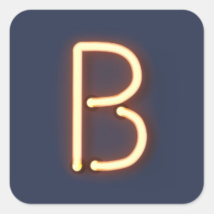 Neon Letter B Quadratischer Aufkleber