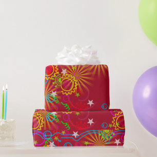 Neon, Leuchtend im Dunkeln, Sternenexplosion, Wirb Geschenkpapier