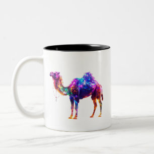 Neon leuchtender Kamel-Kunstdruck - Bunte Fantasie Zweifarbige Tasse