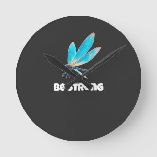 Neon-Libellen-Shirt – Ästhetische Natur-Transforma Runde Wanduhr