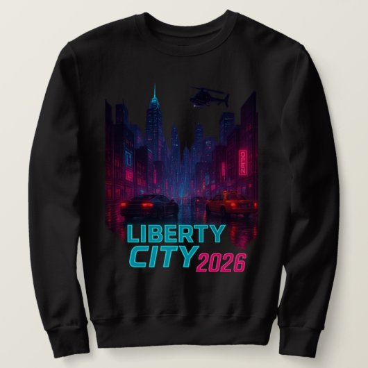 Neon Liberty 2026 Cyberpunk City | Futuristic Stre Sweatshirt (Design vorne)