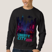 Neon Liberty 2026 Cyberpunk City | Futuristic Stre Sweatshirt (Vorderseite)