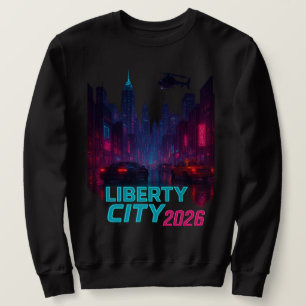 Neon Liberty 2026 Cyberpunk Stadt Futuristische Sweatshirt