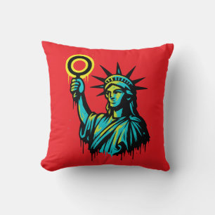 Neon Liberty — Graffiti Style Statue of Liberty Ar Kissen