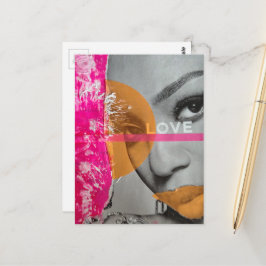 Neon-Liebe-Frau Mixed Media Collage Postkarte