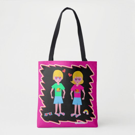 Neon Liebe Fun Retro Niedliches Kunstdesign Tasche (Vorderseite)