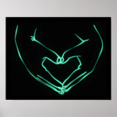 Neon Liebe Hand Heart Line Kunst Zeichnend Niedlic Poster (Vorne)