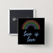 Neon Liebe ist Liebe Regenbogen Button (Vorne & Hinten)