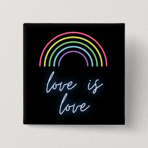 Neon Liebe ist Liebe Regenbogen Button