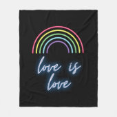 Neon Liebe ist Liebe Regenbogen Fleecedecke (Vorderseite)